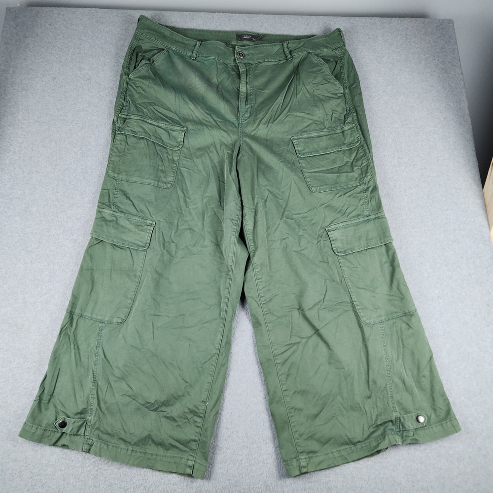Torrid Cargo Pants Womens 22R Green Utility Relaxed Fit Streetwear Wide Leg